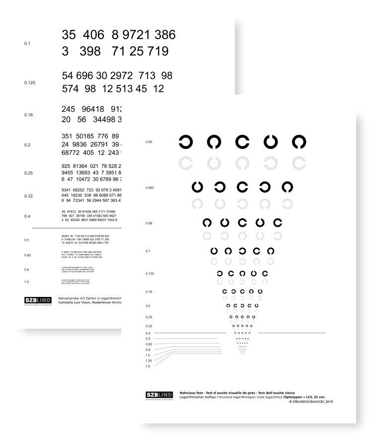 Nahsehprobe Zahlen Rückseite: Landoltringe Nahsehprobe Zahlen Rückseite: Landoltringe