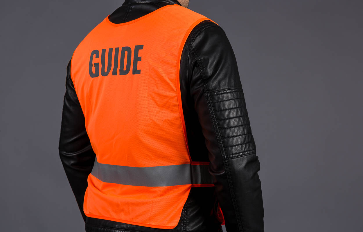 Gilet avec logo aveugle / guide réfléchissant, velcro, orange Gilet avec logo aveugle / guide réfléchissant, velcro, orange