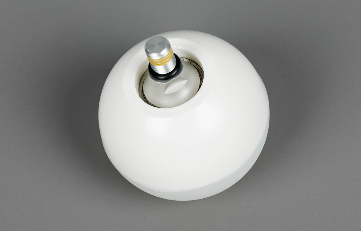 Pointe plastique Comde 56 mm Boule, pivotante, filetage métallique, longlife Pointe plastique Comde 56 mm Boule, pivotante, filetage métallique, longlife